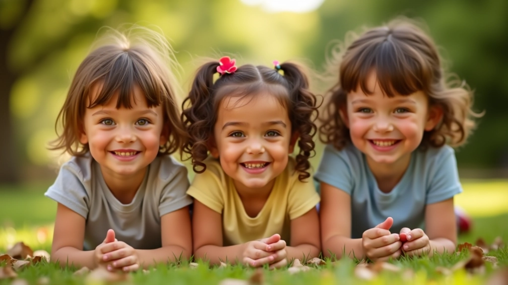 Diverse group of children playing together outdoors, developmental play and social interaction in natural environment with natural sunlight